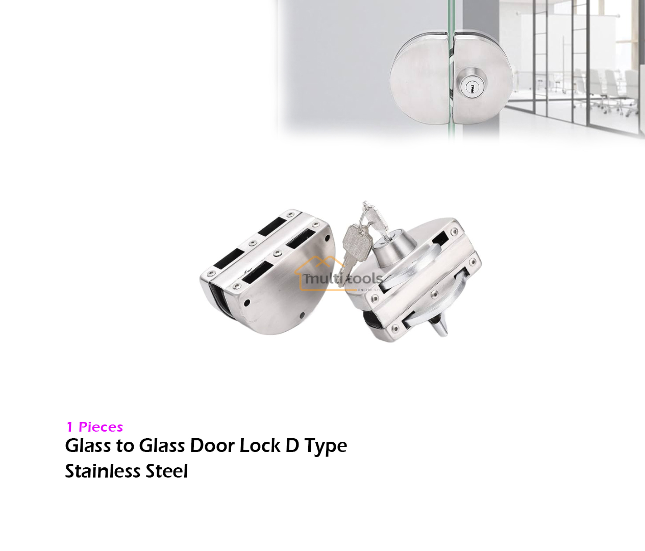 Glass To Glass Door Lock D Type Stainless Steel